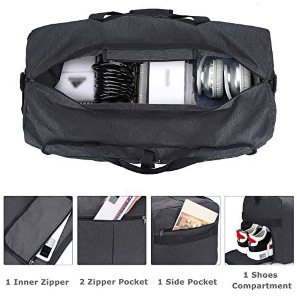 Black Waterproof Travel Duffel Bag - Picture 3 of 3
